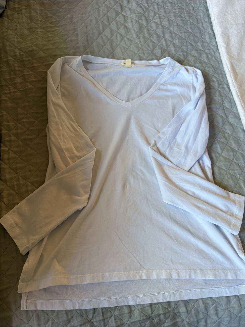 dylan White V-Neck Long Sleeve Tee